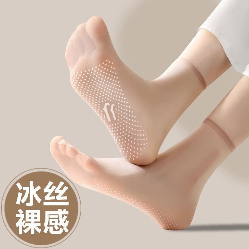 ストッキングのショートソックスの痕跡がない超薄滑り止め透明な夏の薄いタイプのショートスリーブの耐摩耗性のコンタクトレンズ綿の底の水晶の靴下|undefined