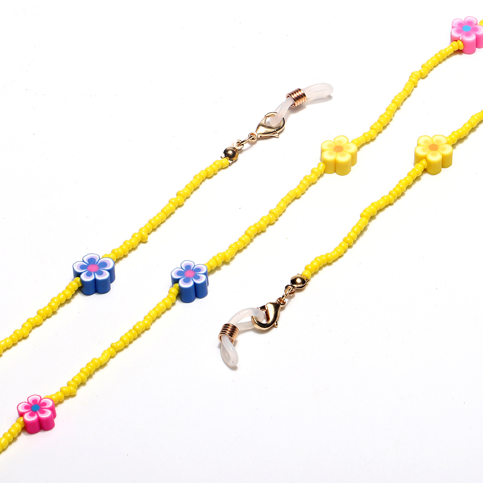 Fashion Soft Ceramic Flower Multicolor Rice Bead Glasses Chain display picture 5