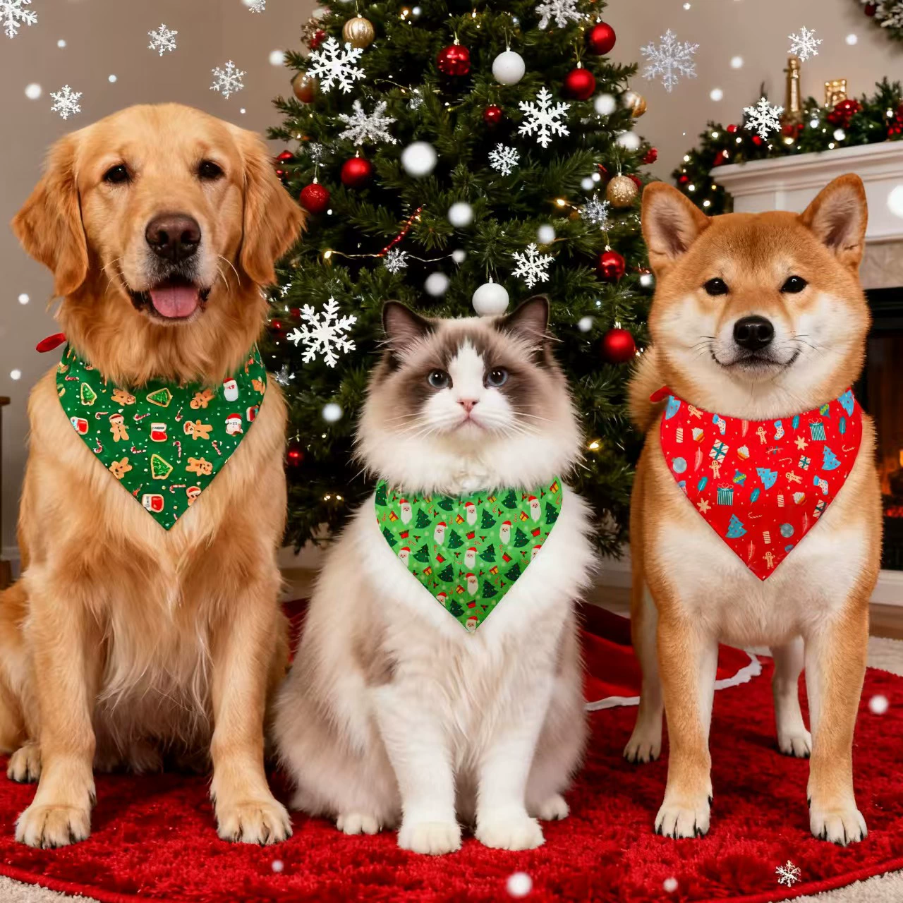 Домашние животные Треугольное полотенце Рождественская одежда для домашних животных Рот полотенце кошачье нагрудное полотенце для собак