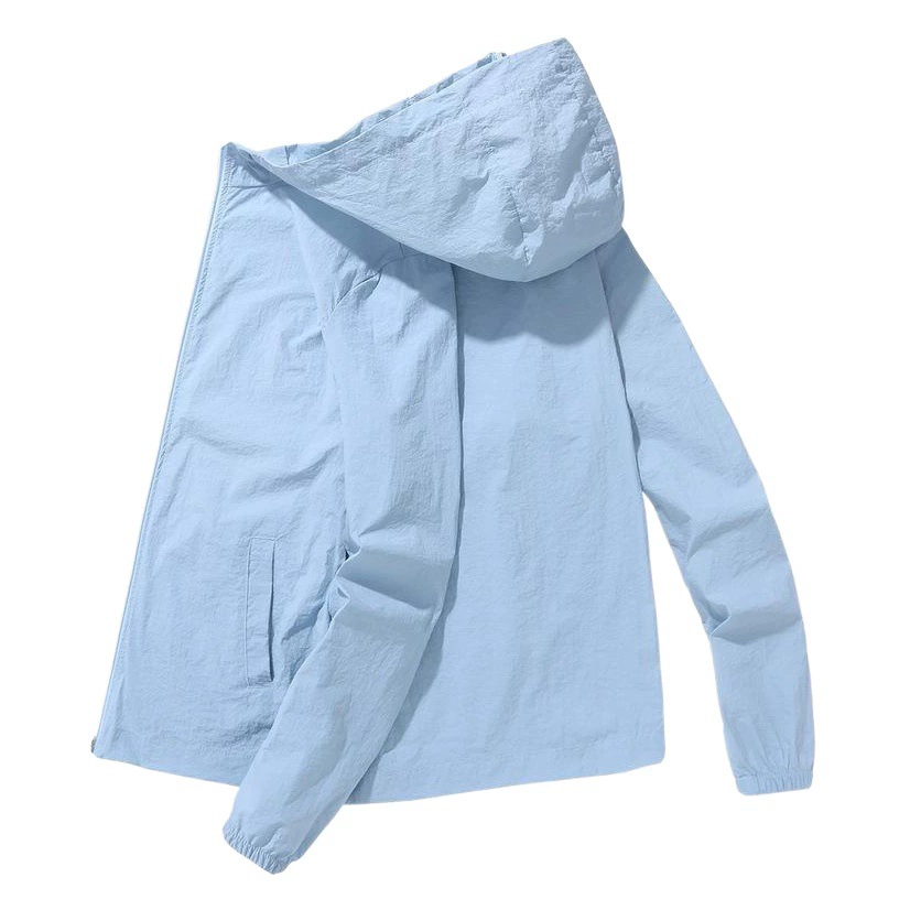 Трансграничная летняя новая мужская однотонная солнцезащитная одежда для кожи, модная солнцезащитная одежда на молнии с капюшоном, большие размеры, оптовая продажа