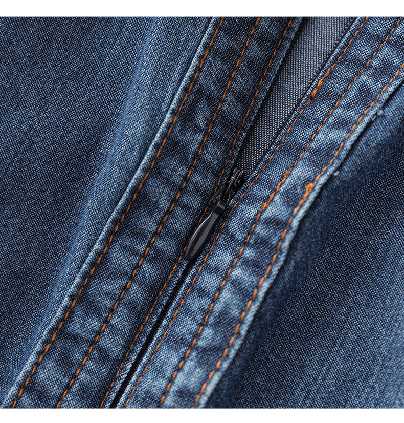 Váy liền denim Tiansi dáng maxi thắt eo phong cách Pháp mùa hè — Màu xanh lam chi tiết 12