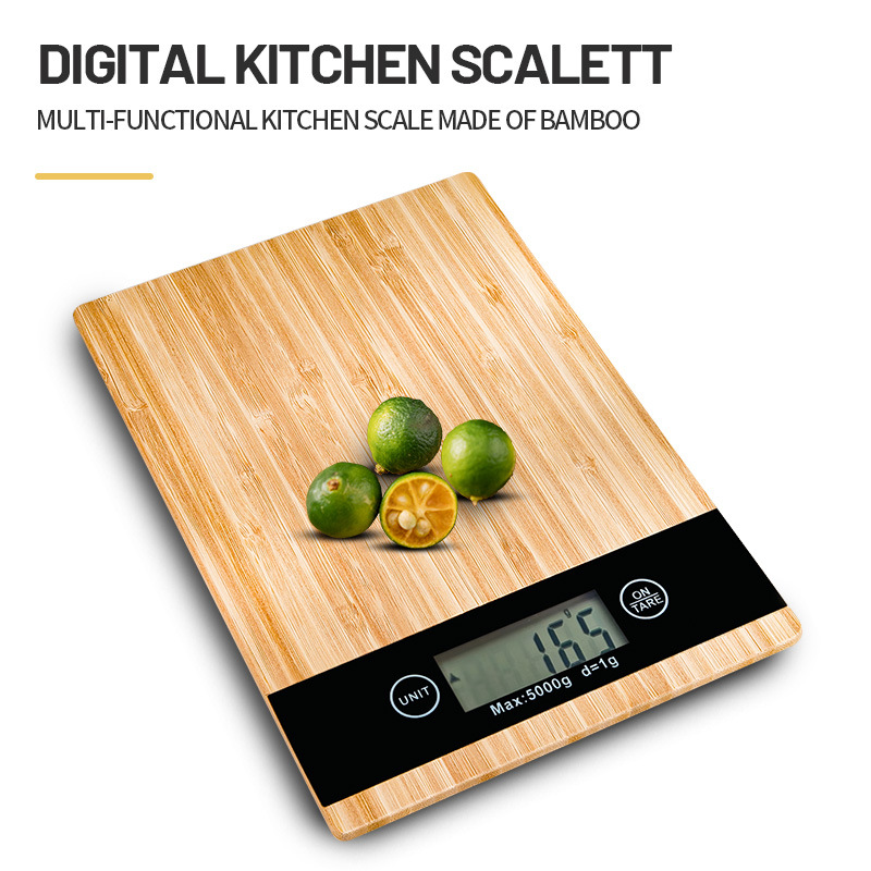 Venta al por mayor transfronteriza caliente cocina comercial comida báscula de cocina panel de bambú báscula electrónica portátil multifuncional de alta precisión