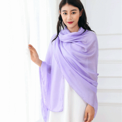 新款纯色丝巾围巾防晒沙滩巾披肩棉麻纯色丝巾丝巾礼品丝巾女|ru