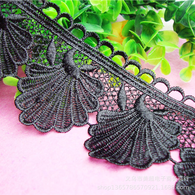 厂家直销水溶刺绣涤纶花边蕾丝 贝壳花型裙摆领口装饰家纺辅料