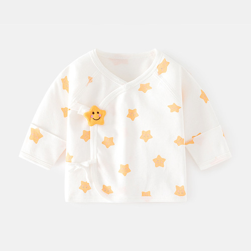 Newborn baby half-back inner clothes boneless pure cotton spring and autumn Velcro pajamas full moon monk clothes baby tops