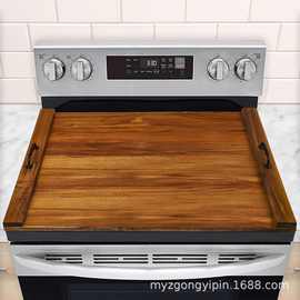 外贸木质手提燃气灶盖板家用厨房复古长方形菜板相思木砧板