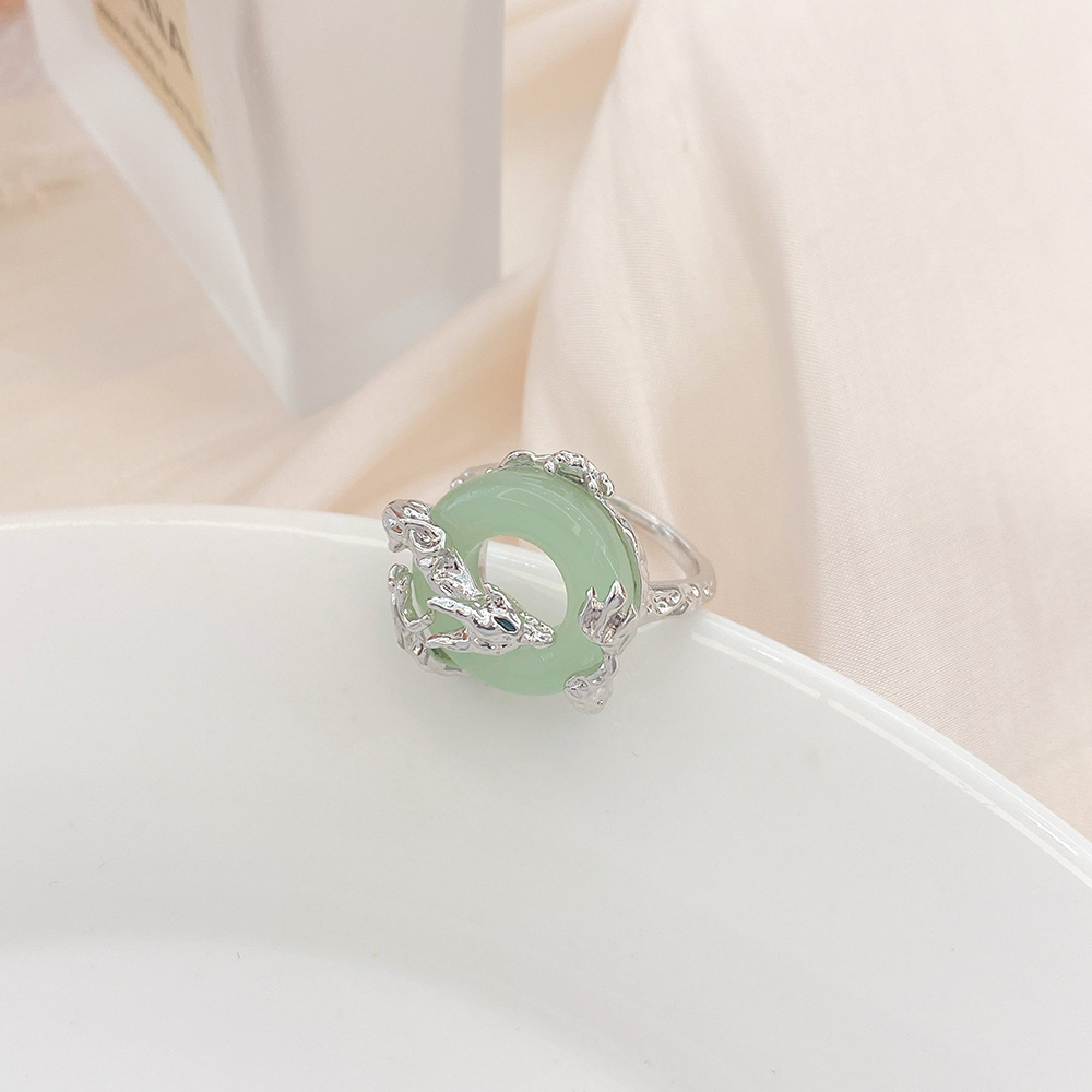 Kafuna China-Chic Antico Argento Sterling Naturale Hotan Anello Orecchini Set Gioielli Live_voghion.com