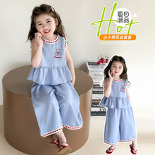 女童小熊花边套装2025夏季新款时尚小女孩洋气两件套中小儿童夏装