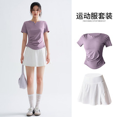 假两件防走光瑜伽短裙女夏季新款大码跑步健身运动高腰气质网球裙