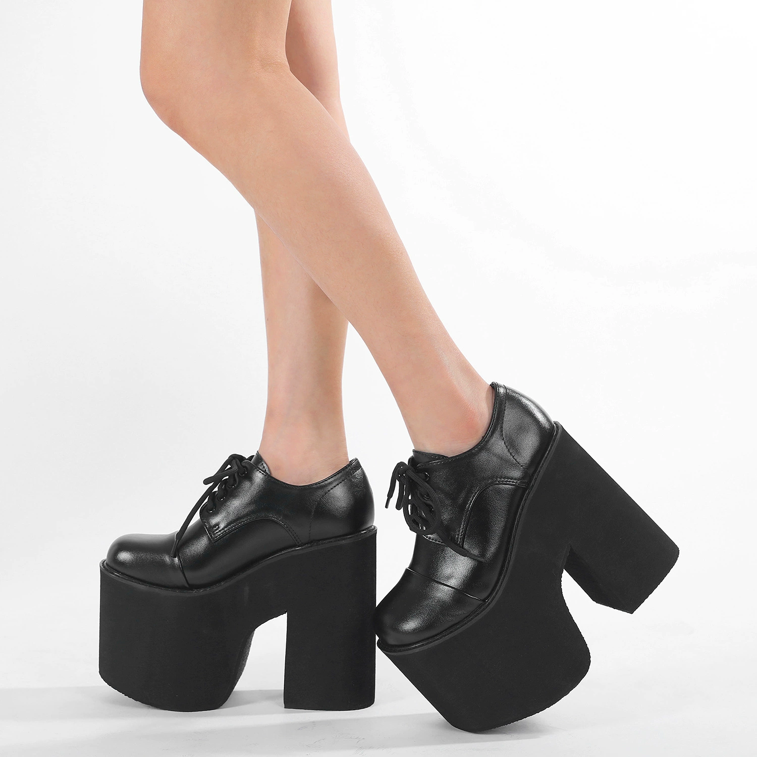 Водонепроницаемые туфли Мэри Джейн на платформе с круглым носком и неглубоким носком на толстой подошве на шнуровке, туфли на очень высоком каблуке, на толстом каблуке, женские туфли для подиума
