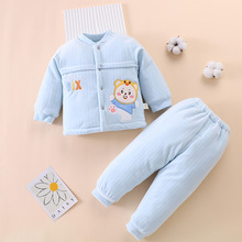 一件代發秋冬新款加厚新生兒0-1歲棉衣保暖夾棉套裝寶寶嬰幼兒童