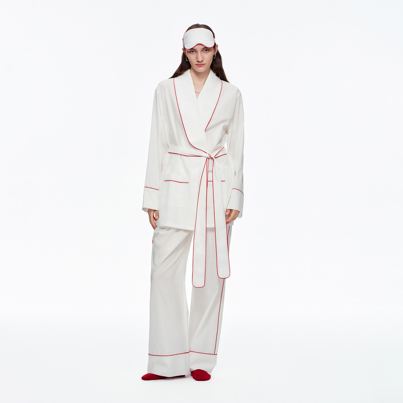 Cross-Border Women's Summer and Autumn Pajamas Long-Sleeve Cardigan Robe Set Thin Lyocell Slimming Women's Loungewear