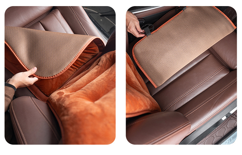 Spot Car Winter Seat Cushion Front and Rear Non-Slip Warm Soft Flannel Anti-Freeze Car Velvet Seat Cushion Cover