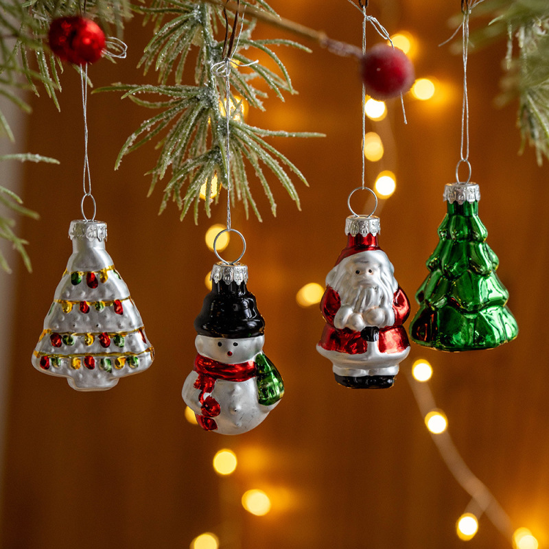 新しいクリスマス装飾品ガラス異形ボールペンダント小さなクリスマスツリークリエイティブ雪だるま老人装飾ペンダント|undefined