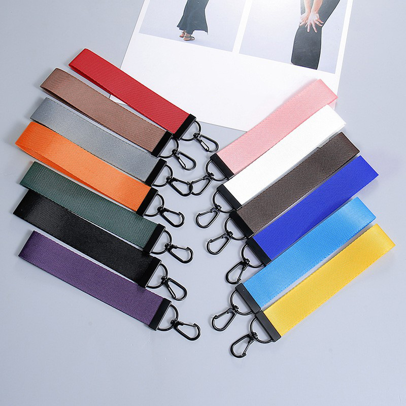 13-Color Personalized Creative Solid Color Webbing Keychain with Printable School Bag Pendant Fashion Trendy Brand Hanging Buckle