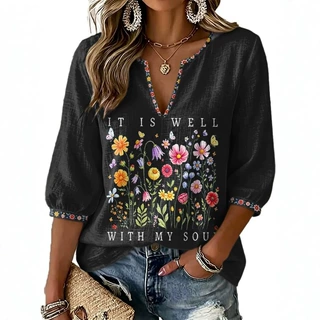 2026跨境亚马逊独立站夏季新款女士复古花卉印花百搭休闲中袖衬衫