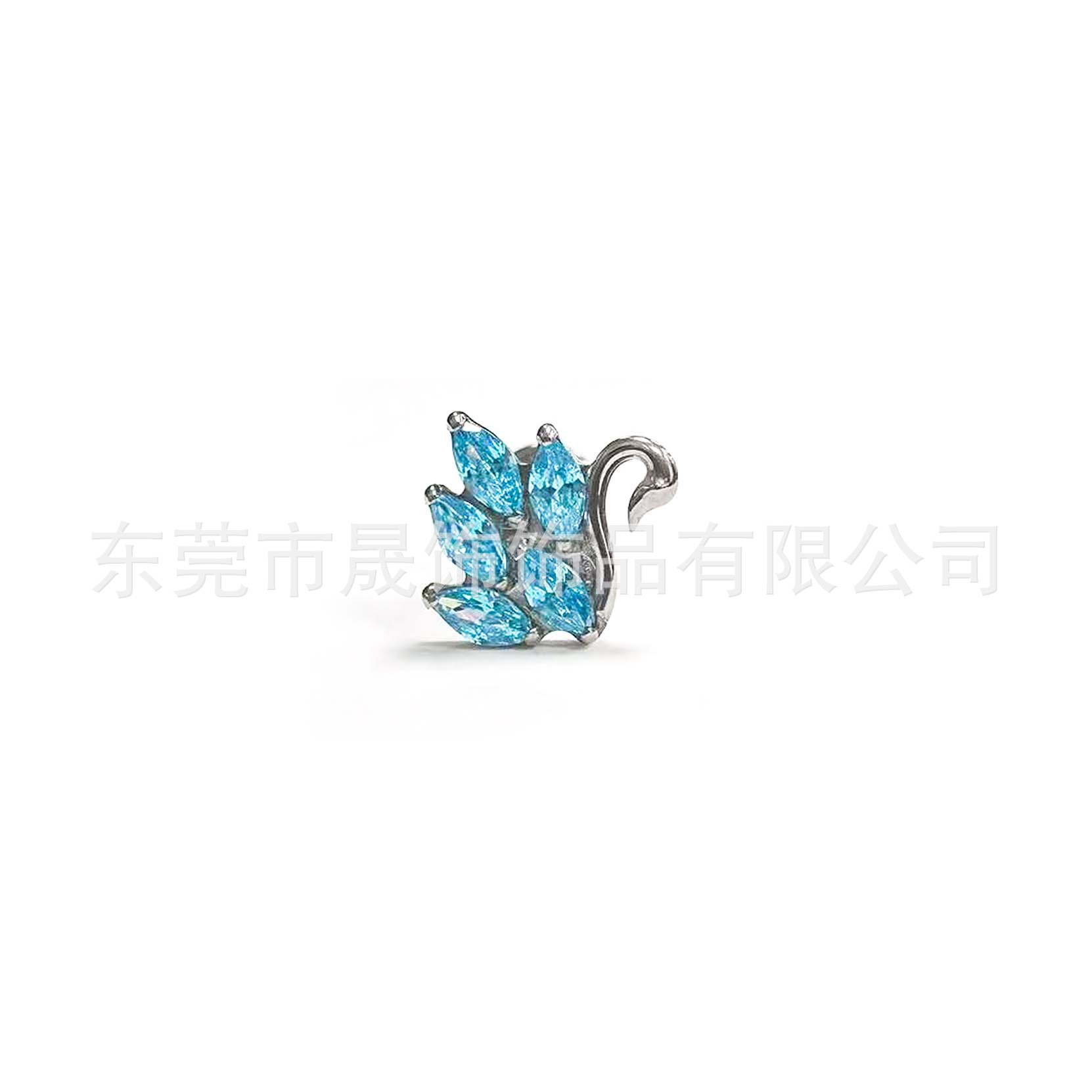 F136钛天鹅耳钉镶5A锆石耳骨钉跨境G23钛合金人体穿刺饰品配件头