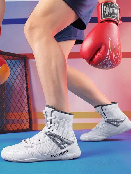 Boxing Shoes Adult Large Size Men's and Women's High-Top Wrestling Sanda Shoes Indoor Training Competition Shoes Squat Fighting Shoes Fighting