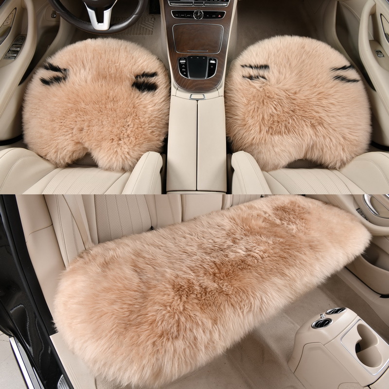 Seat Cushion, Qìchē Wool pad - milky-white-three-piece-set