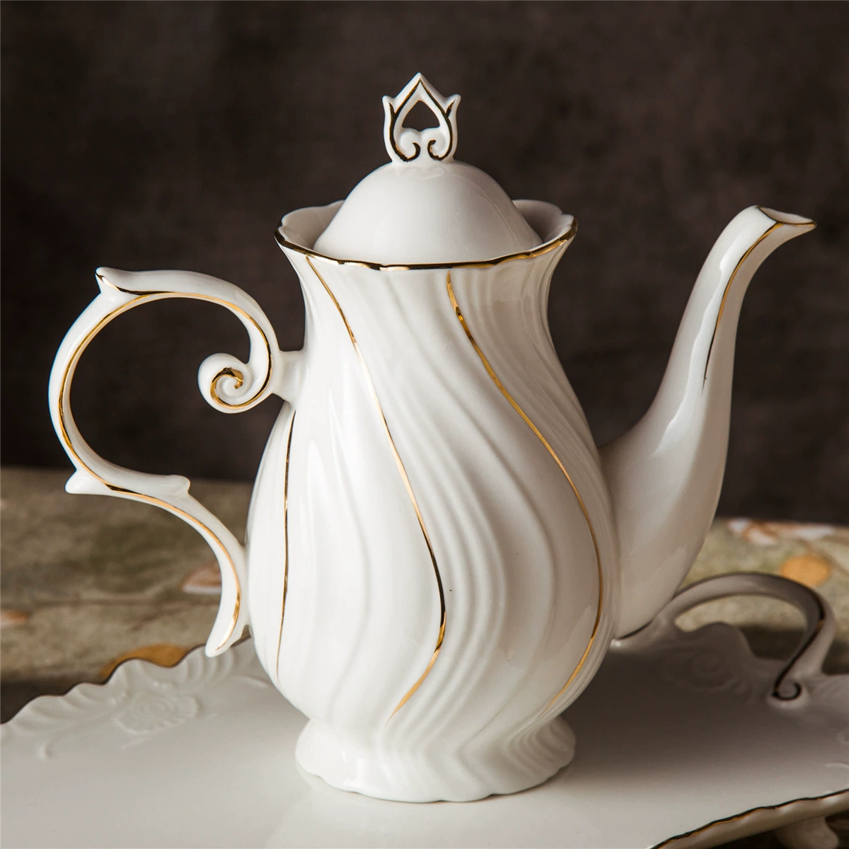 Coffee set for home use, ceramic flavored tea, tea cup, teapot, European style