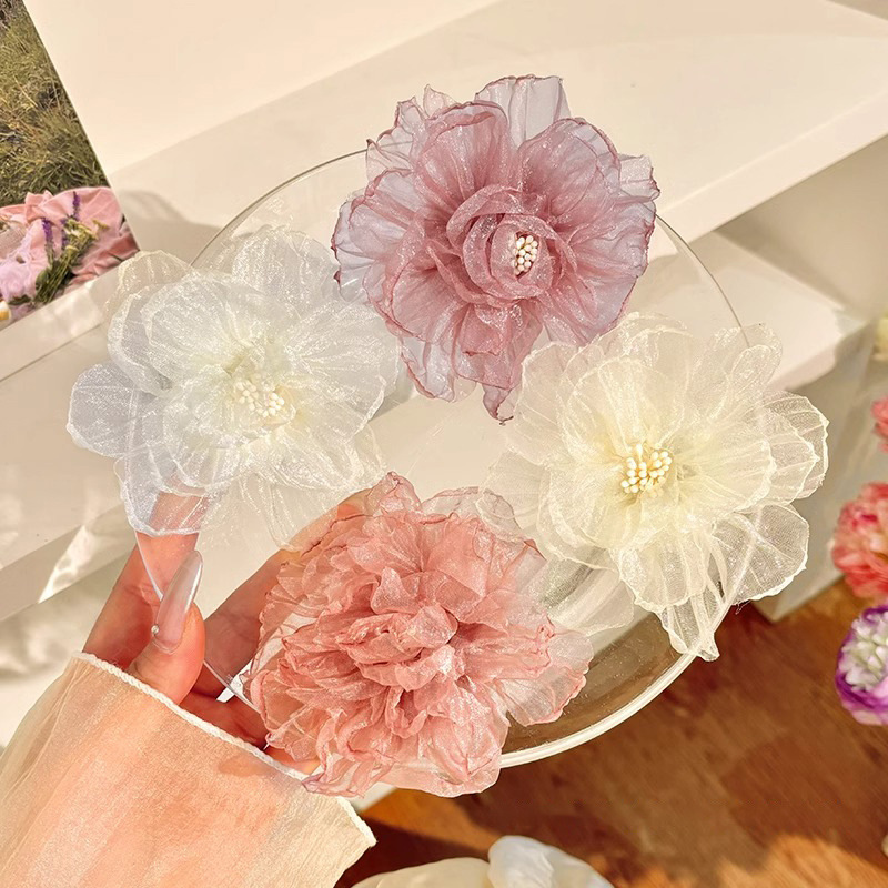 Super imortal tela Begonia flor pato clip de vacaciones de estilo de mar mujer clip de cabello lateral clip de cabello frisa clip clip de cabello