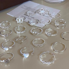 素圈愛心戒指女開口可調節不掉色小眾設計高級感輕奢百搭批髮飾品