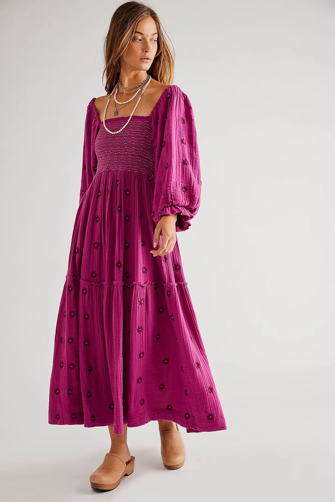 Women's Princess Dress Vintage Style Square Neck Backless 3/4 Length Sleeve Flower Maxi Long Dress Daily display picture 14