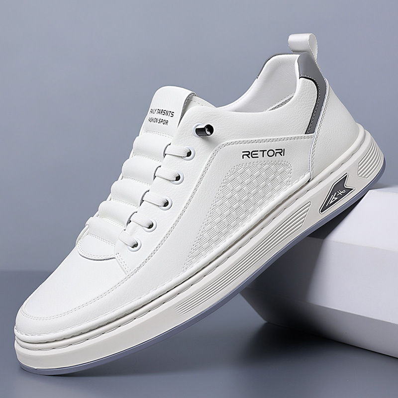 Zapatos de skate para hombres primavera 2026 nuevos zapatos deportivos casuales transpirables de cuero jóvenes moda coreana versátil zapatos blancos para hombres image 8