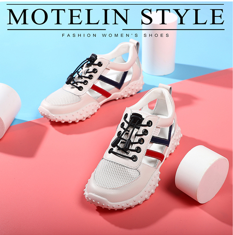 Sandal da mềm nữ bít mũi đế bằng chống trượt thoáng khí mùa xuân hè — LJ 58116 mét nâu rỗng, JST 1111 trắng xanh lá rỗng, LJ 1070 mặt lưới trắng, LJ 1062 rỗng trắng và đen chi tiết 7
