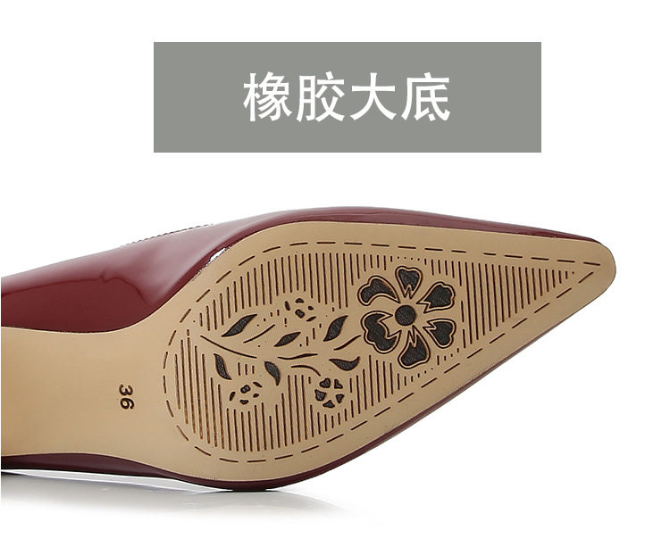 Giày cao gót nữ mũi nhọn gót vuông miệng nông kiểu Pháp thanh lịch, gót 3–6 cm — Màu bạc, Màu hồng, Màu mơ, Màu trắng chi tiết 9