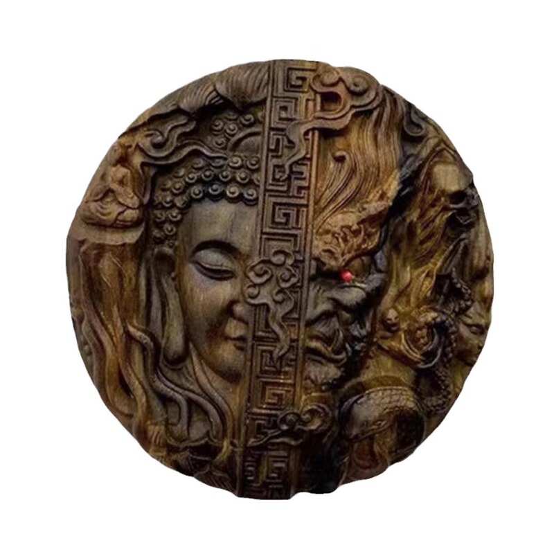 印尼沉香木雕双面雕刻一念之间观音佛像摆件家居装饰品工艺品送礼|undefined