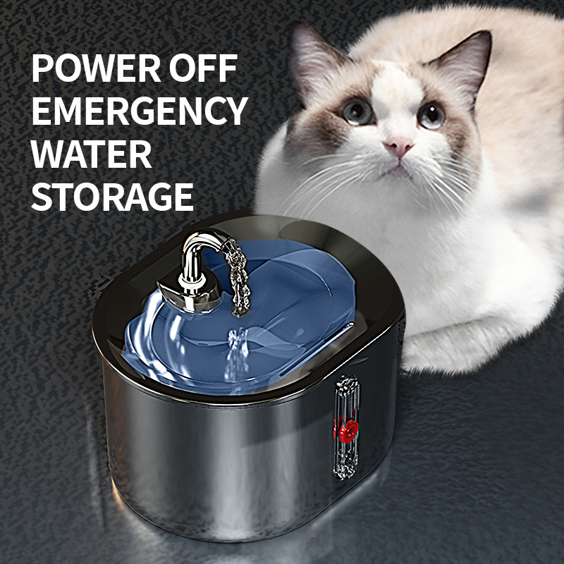 Acero inoxidable cat bebedor inalámbrico no enchufado auto-circulación tazón de agua de beber flujo de gran capacidad pet bebedor