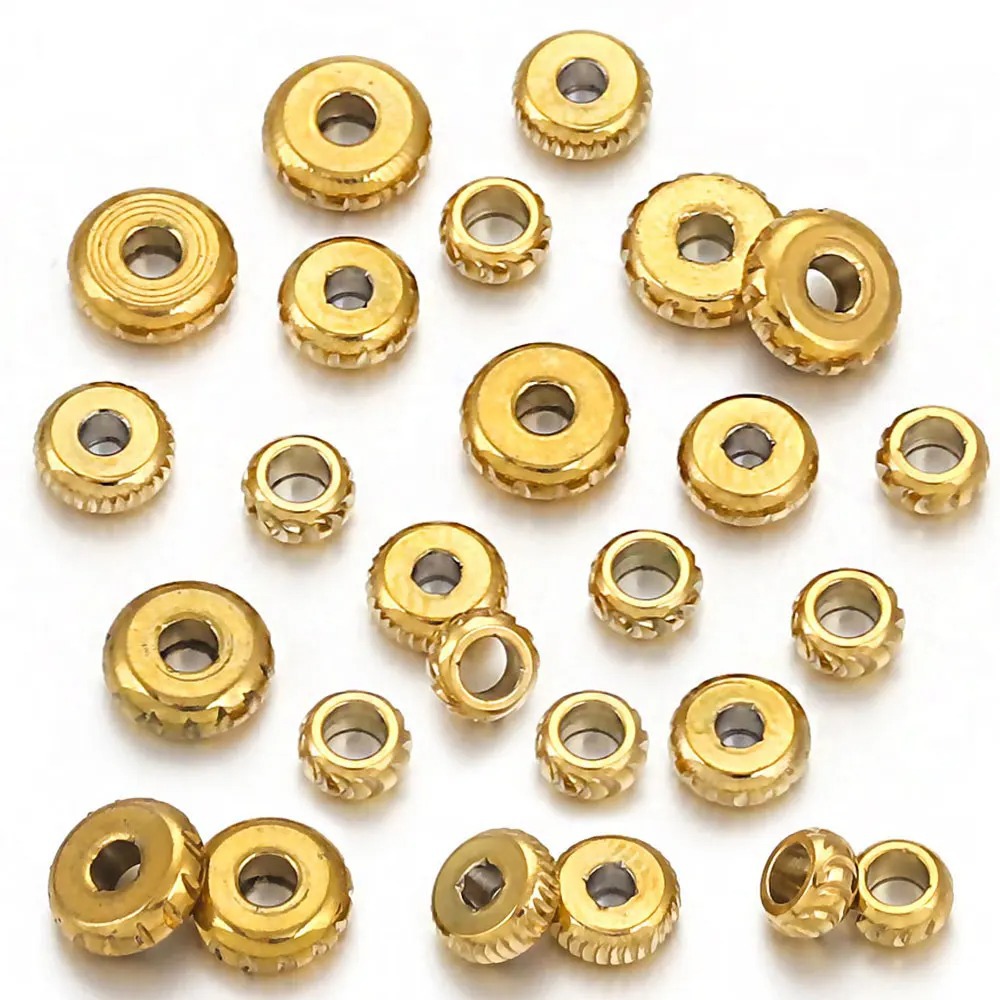 10 PCS/Package 304 Stainless Steel Gold Plated Solid Color Beads display picture 2