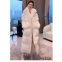 长款鹅绒新款羽绒服加厚狐狸冬季皮草毛领过膝2025中长款外套