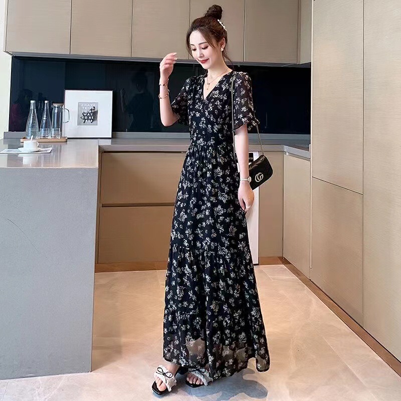 Improved, please look at the real chiffon floral dress new summer mori French platycodon grandiflorum before placing an order
