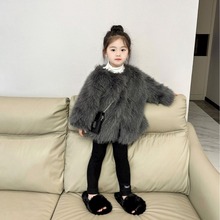 不退换原价70 韩版冬季女童仿皮草外套毛毛衣加绒毛毛衣