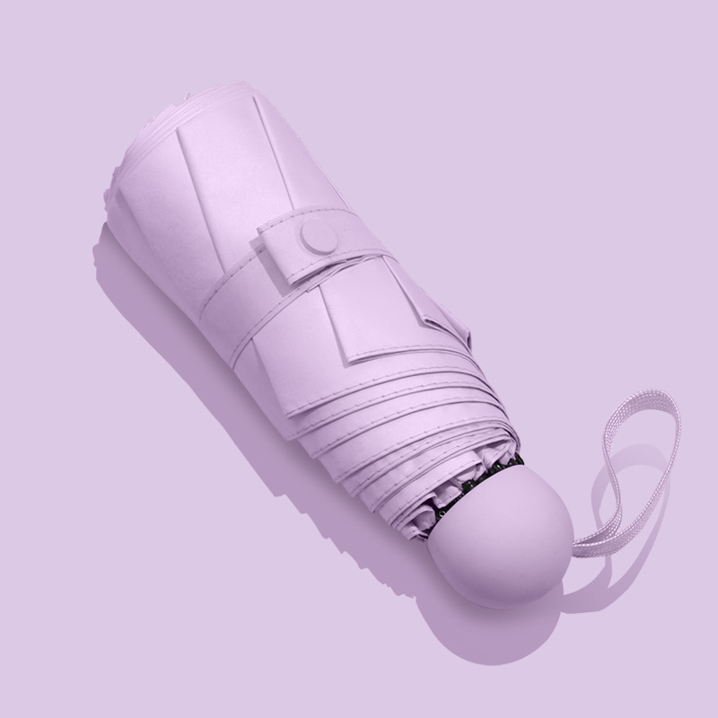 Paraguas a prueba de sol para mujer paraguas a prueba de sol a prueba de rayos UV de doble uso de cinco veces mini pequeño paraguas portátil plegable cápsula