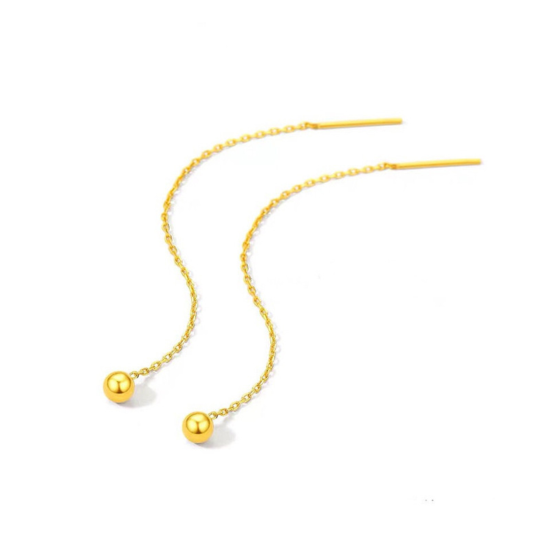 New Titanium Steel 18K Gold Beads Simple Earring