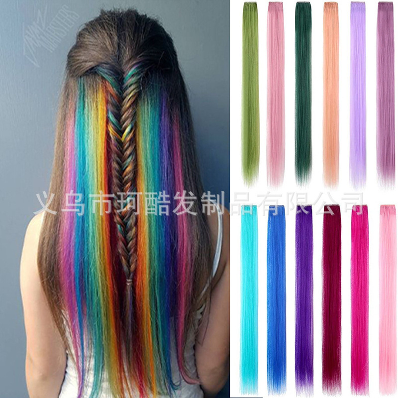 Wig Hair Tips Color Hair Tips Straight Hair Tips Color Hair Tips Simulation High Temperature Silk Curly Hair Tips Ladies Length