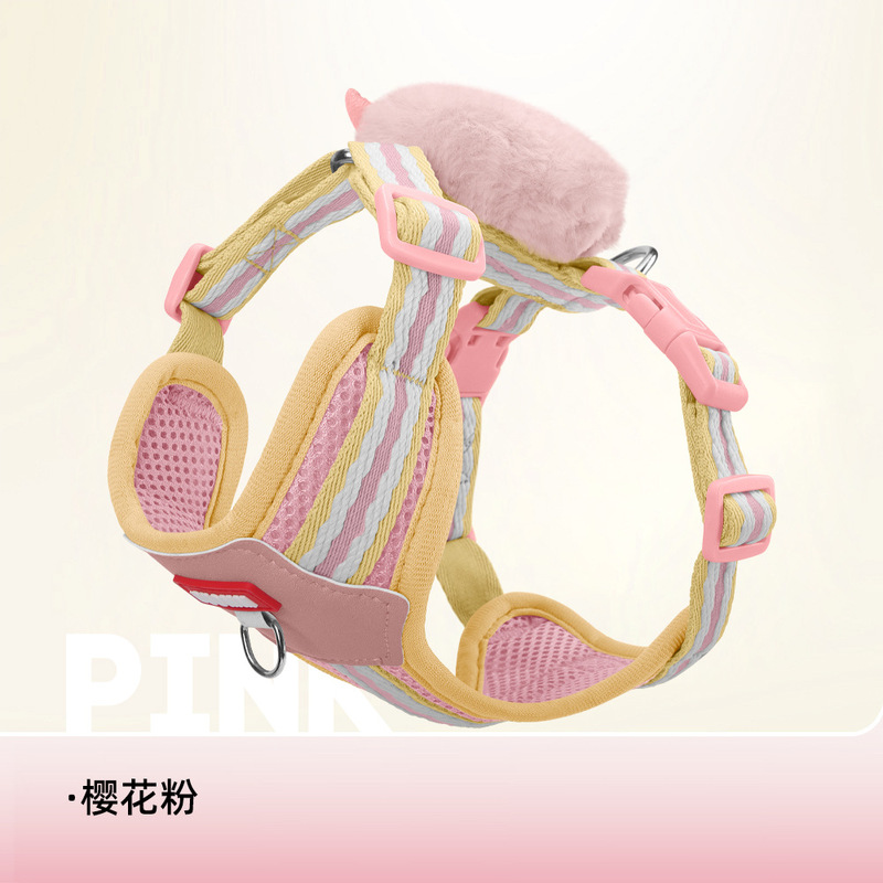 卡通狗狗牵引绳背心式可调节防挣脱胸背带小型犬可爱遛狗绳牵狗绳|undefined