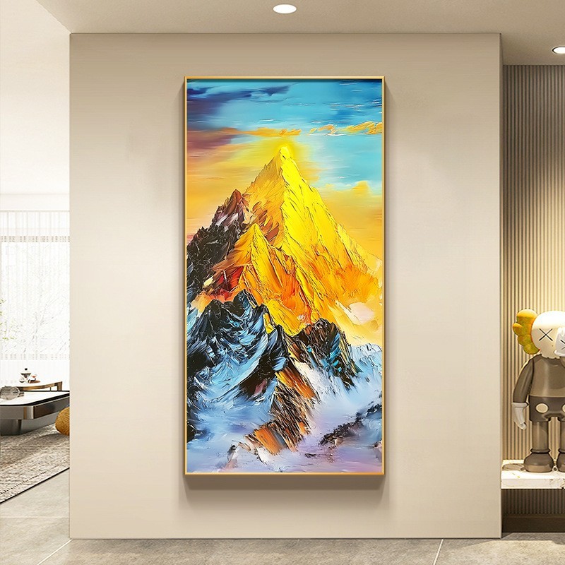 日照金山入户玄关装饰画山水画靠山图挂画新款客厅走廊过道画|undefined