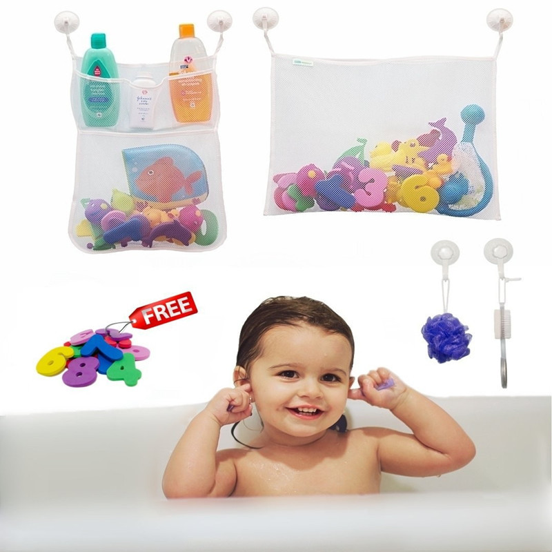 宝宝洗澡字母收纳袋卡通儿童浴室玩具收纳袋 卫生间多功能网眼挂