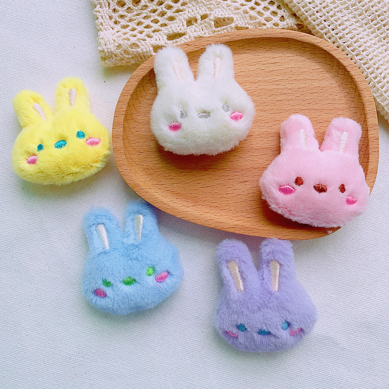 Cartoon Plush Rabbit Head Brooch Internet Celebrant Doll Bunny Hairy Japanese and Korean Cartoon Bag Shoes and Socks Clothes Accessories