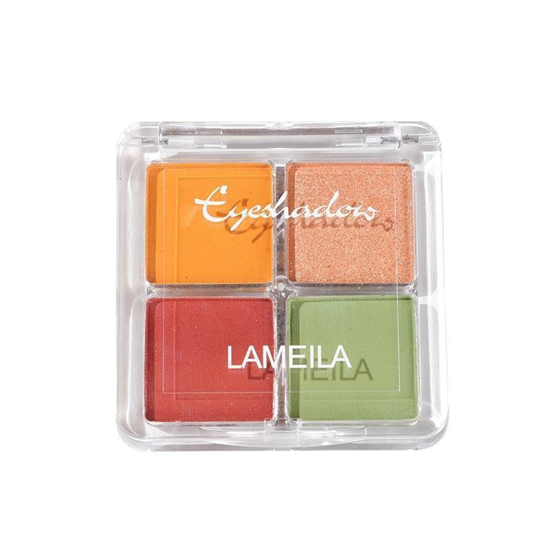 拉美拉超火四色眼影盤閃粉珠光防水閃珠學生平價小盤便攜3049