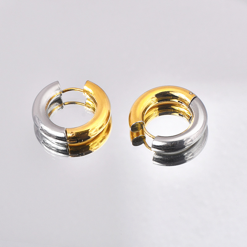 Holiday, Daily Occasion 1 Pair Casual Simple Style Round Color Block Plating Titanium Steel Earrings