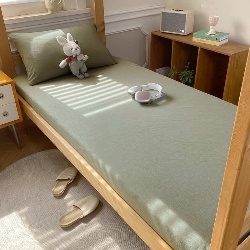 Children's Solid Color Bed Sheet Three-Piece Set Foreign Trade Bedspread Bedding Cross-Border Mattress Dust Cover_voghion.com