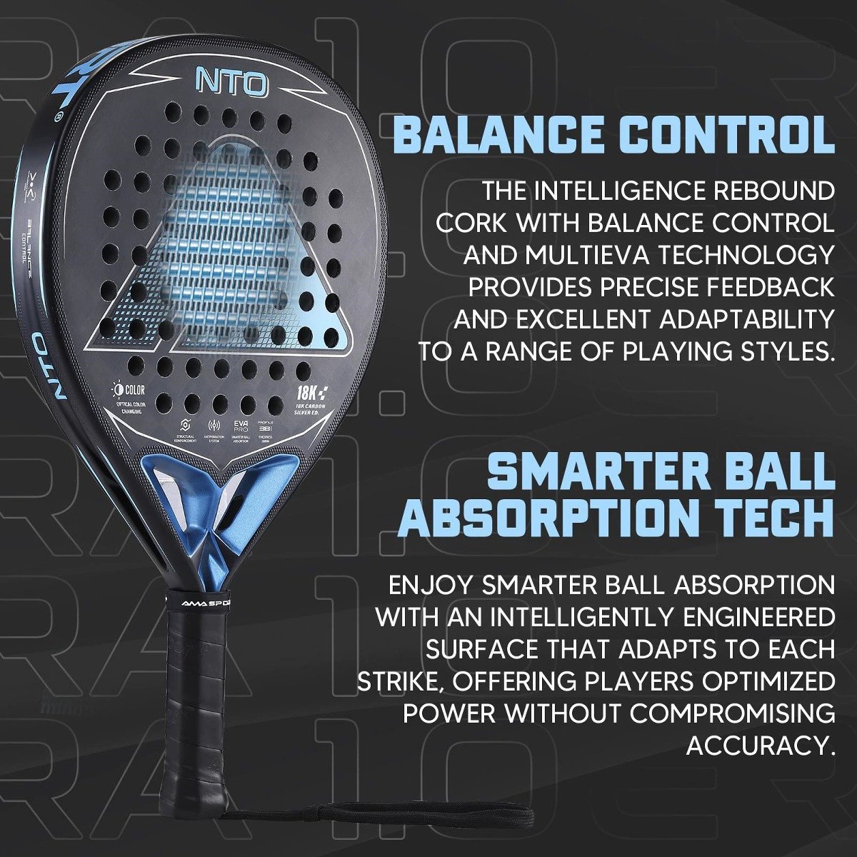 Professional racket carbon fibre for training, new collection, for teenagers