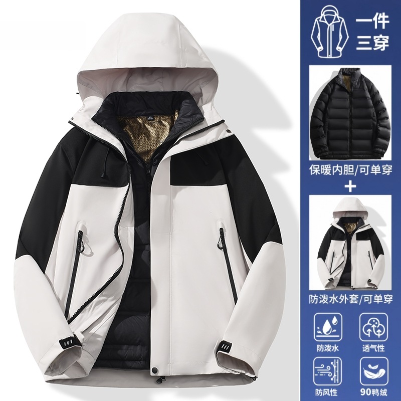 Chaquetas de montañismo y para actividades al aire libre para hombre y mujer, cortavientos e impermeables, conjunto de dos piezas 3 en 1, ropa de trabajo personalizada según normas nacionales. image 21