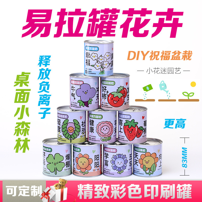 Children's Plant Canning Creative Small Potted Cultivation Desktop Mini Green Plant Strawberry Sunflower Planting Seed Blind Box