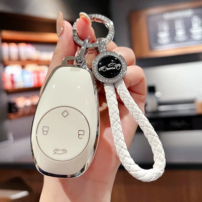 key set c11 zero run s01, Car key bag - old-zero-run-milk-white-single-shell-white-round-drill-braided-rope